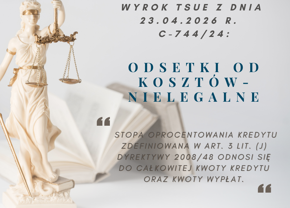 Wyrok TSUE z dnia 23.04.2026 r. w sprawie odsetek od kredytowanych kosztów